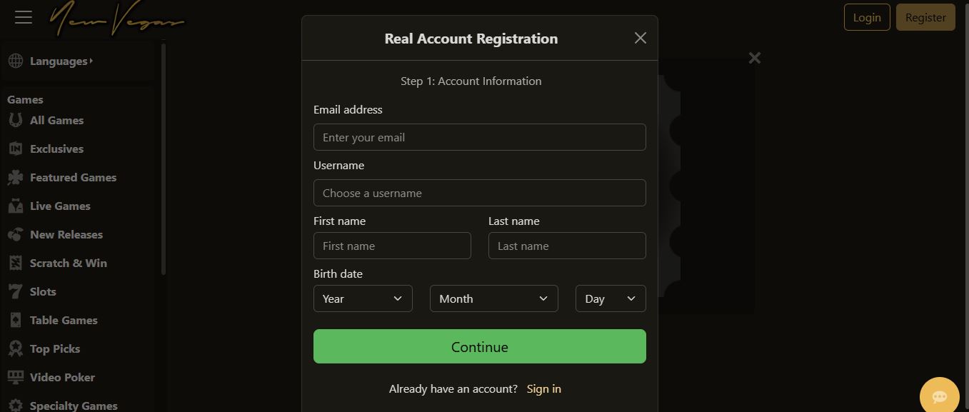 Register a new account and fill in your personal details to get started